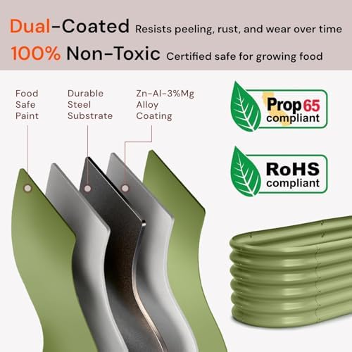 8x2x1.5 ft Galvanized Raised Garden Bed, 18" Tall Planter for Outdoor Plants, Metal Raised Flower Bed for Herb Fruit Vegetable, Modular Garden Planter for Outside Backyard & Patio - Sand Beige