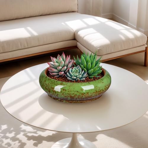7.3 Inch Succulent Planters Pots Shallow Ceramic Glazed Planter Pots