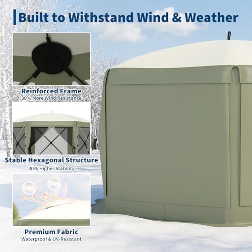 13FT Pop-Up Gazebo Tent with Mesh Netting & Removable Wind Cloths