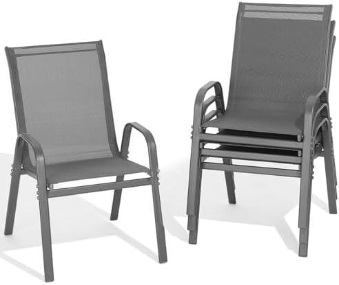 Patio Chairs Set of 4, All Weather Outdoor Dining Chairs
