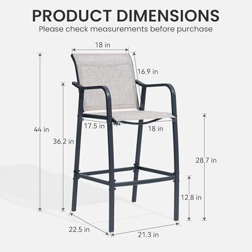 Crestlive 28.7" Outdoor Bar Stools Set of 4, 500 lb Mesh Patio Bar Chairs