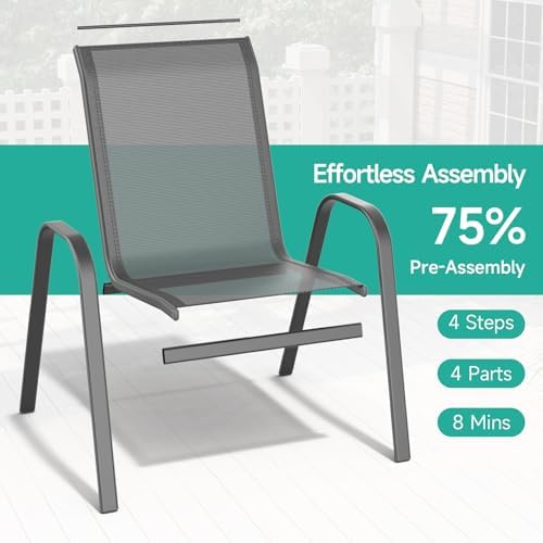 Patio Chairs Set of 4, All Weather Outdoor Dining Chairs
