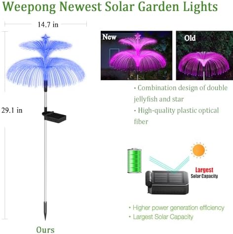 Weepong Solar Garden Lights 3 Pack New Upgraded Solar Lights Outdoor