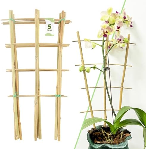 16Inch 5Pack Bamboo Trellis for Climbing Plants, Garden Ladder Trellis