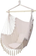 ONCLOUD Hammock Chair with Steel Spreader Bar (Beige w/Tassels)