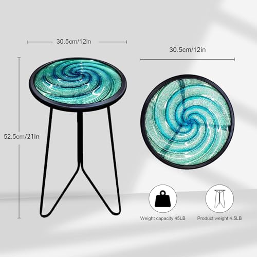 LIFFY Patio Side Table, Small Round End Table, Metal Side Table Outdoor, Small Porch Table for Indoor Balcony Furniture Decor (Green 12 inch)