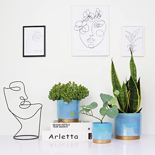 Gepege Ceramic Pots for Plants, Rainbow Pearl Glaze Planter with