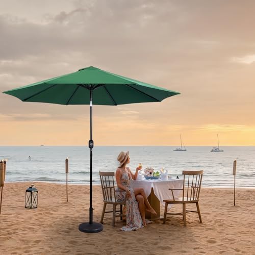 Backyard Expressions 9 ft. Patio Umbrella, Market Table Umbrella w/Tilt and Crank, 8 Ribs