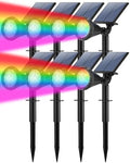 Tadyreal Solar Lights Outdoor Waterproof Color Changing 180° Adjustable RGB Solar Powered Landscape Spot Lights for Yard 7 Lighting Modes Solar Spotlights for Pathway Garden Outside (8 Pack)