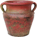 Goodman and Wife Egyptian Era Designed Earthen Ware Terra-Cotta Vessel/Planter with Looped Handles (Flared Lip Distressed Red Earth)