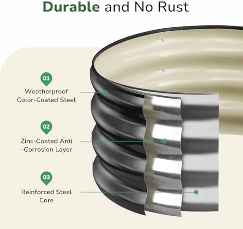 GreatBuddy 2x2x1 ft Round Galvanized Raised Bed, Easy-Assembly Raised