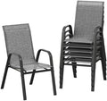 Patio Chairs Set of 6, Stackable Chairs with High Back for Deck, Backyard