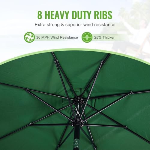 Backyard Expressions 9 ft. Patio Umbrella, Market Table Umbrella w/Tilt and Crank, 8 Ribs