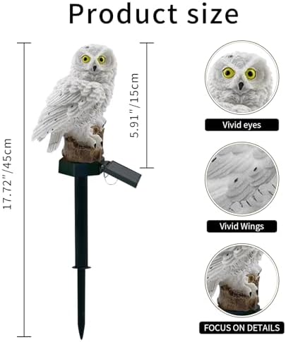 2 Pack Owl Figure Solar LED Lights, Resin Garden Waterproof Decorations with Stake for Outdoor Yard Pathway Outside Patio Lawn Decor