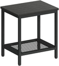 Outdoor Side Table with Storage 2-Tier Patio End Tables Black