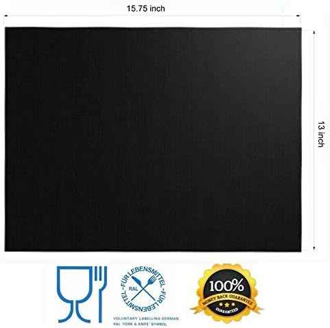Grill Mat Set of 6, Non-Stick, 15.75 x 13 Inch, Black | Reusable Mats for Gas, Charcoal, or Electric Grills, Easy to Clean