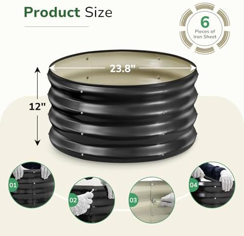 GreatBuddy 2x2x1 ft Round Galvanized Raised Bed, Easy-Assembly Raised