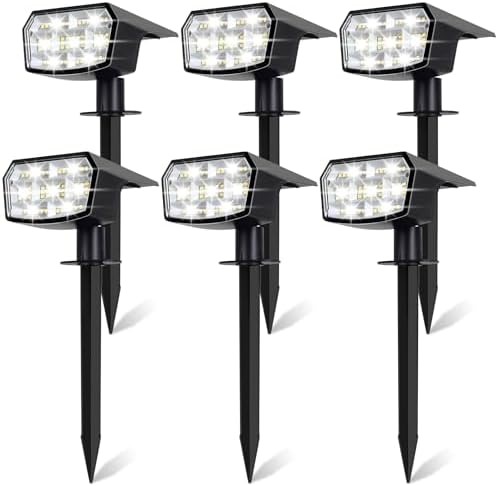 6-Pack Solar Spot Lights Outdoor Waterproof, Landscape Spotlight Cool White