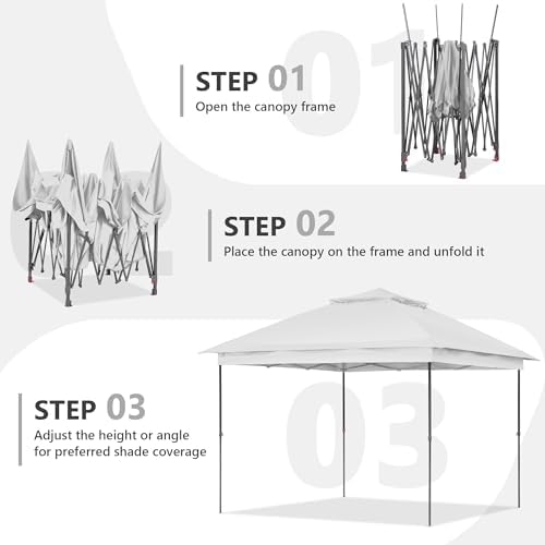 GDY 11x11FT Pop Up Canopy Tent, Outdoor Canopy with Nettings, Outdoor Gazebo for Backyard, Tent with Handbag, White.