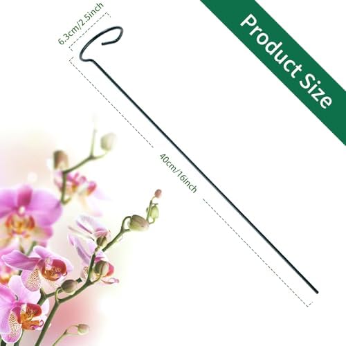 12 Pack Plant Support Stakes with 24 Pcs Plant Clips, Garden Single Stem Support Stake, Plant Cage Support Ring for Indoor Outdoor Flowers Rose Amaryllis Tomatoes Peony Lily Orchid (16 Inch)