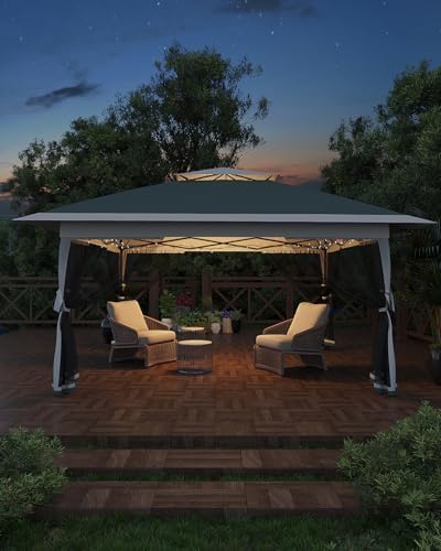 13x13 Pop Up Gazebo, Canopy Tent, Gazebos with Mosquito Netting, Outdoor Gazebo with 4 Sandbags & Wheeled Bag, Outdoor Canopy Tent for Backyard & Patio Furniture, Patio, Deck