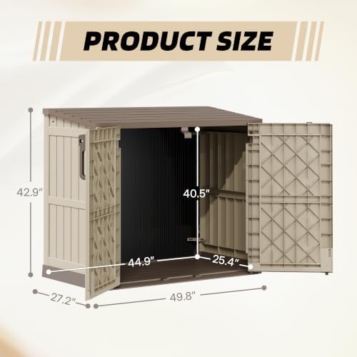 Horizontal Outdoor Storage Cabinet Box 36 Cu Ft with Lockable Doors, Outdoor Storage Shed Portable Waterproof for Backyard Garden