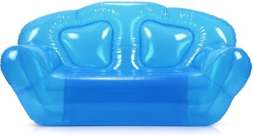 Kigley Inflatable Sofa Transparent Air Couch, Double Seat, Blue