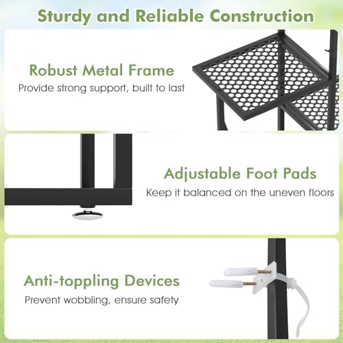 Giantex 2 Pack 6-Tier Plant Stand Indoor, Butterfly-Shaped Metal 73” Tall Ladder Plant Shelf w/ 4 Hanging Hooks, Outdoor Flowerpot Display Rack for Multiple Plants Living Room Balcony Patio Garden
