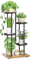 LASZOLA Plant Stand Tall Flower Shelf for Indoor Corner, 4 Tier Black