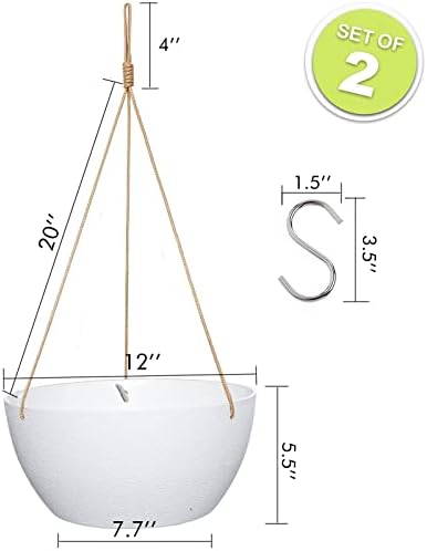 SwinDuck 12 Inch 2 Pack Large Hanging Planters for Indoor Outdoor