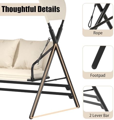 U-MAX 2 Seat Outdoor Porch Swings for Adults Patio Swings with Canopy