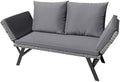 Greesum Outdoor Sofa,Convertible Daybed or Double Chair,Gray & Blue