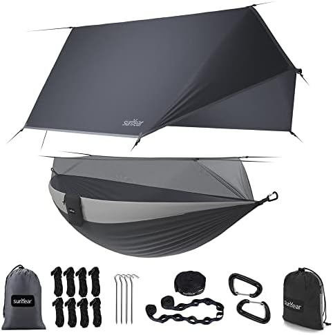 Sunyear Camping Hammock, Portable Single & Double Hammock with Net, 2