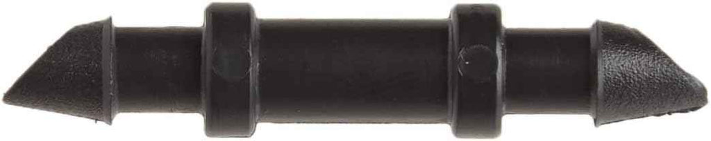 Raindrip 312050B Drip Irrigation Fittings Single Barbed Coupling Connectors, 1/4-Inch, 50 Per Bag, for Trees, Shrubs, Gardens, Black