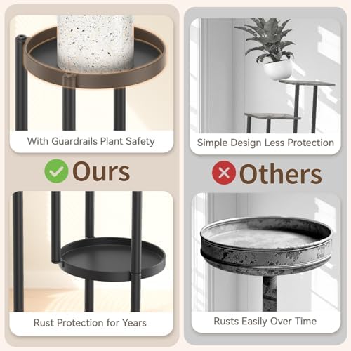 LASZOLA Plant Stand Tall Flower Shelf for Indoor Corner, 4 Tier Black