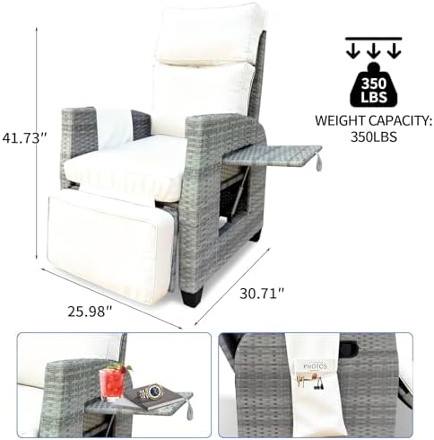 Outdoor Recliner, Wicker Patio Recliner, Rattan Reclining Patio Chair