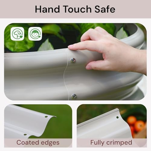 8x2x1.5 ft Galvanized Raised Garden Bed, 18" Tall Planter for Outdoor Plants, Metal Raised Flower Bed for Herb Fruit Vegetable, Modular Garden Planter for Outside Backyard & Patio - Sand Beige