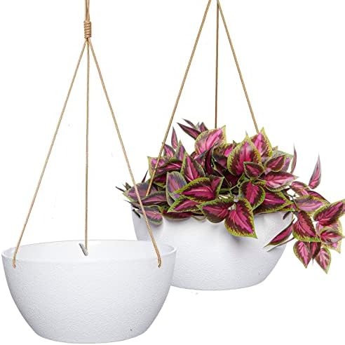SwinDuck 12 Inch 2 Pack Large Hanging Planters for Indoor Outdoor