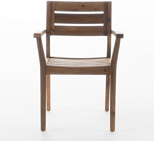 Christopher Knight Home Stamford Outdoor Acacia Wood Dining Chairs, 2-Pcs Set, Teak Finish