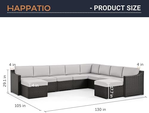 HAPPATIO 10 Piece Patio Conversation Set,All-Weather Patio Furniture