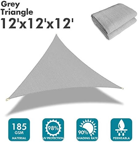 KANAGAWA 12'x12'x17' Gray Sun Shade Sail Triangle