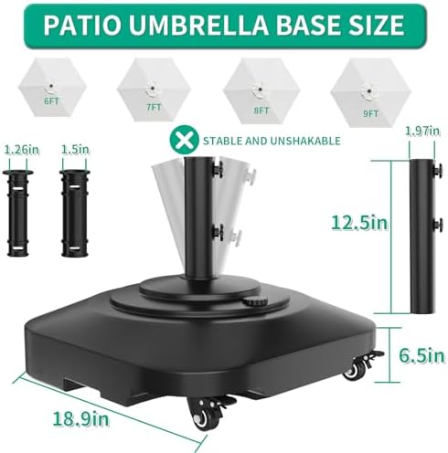 QZER Umbrella Base with Wheels, Umbrella Stand Heavy Duty 100lb Windproof