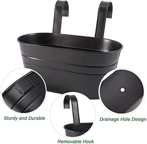 HowRU Metal Iron Flower Pots for Railing Fence Hanging Bucket Pots