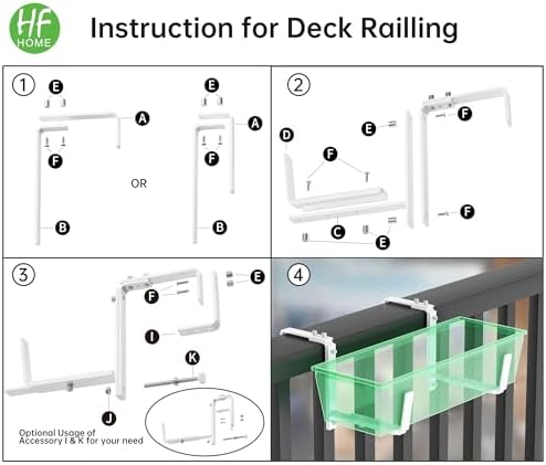 HFHOME Set of 2 Adjustable Window Planter Box Brackets, White Brackets