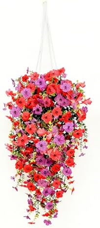 Artificial Flowers for Outdoors Fake Hanging Plants with Pot, 4pcs