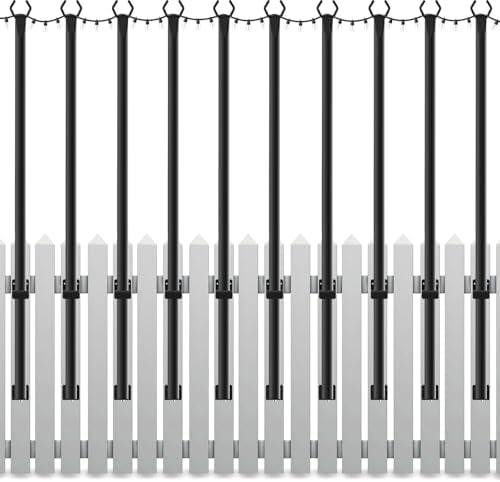 Mutovlin 10 Pack String Light Poles,5 Ft Light Poles for Outside String Lights,Outdoor Lights Pole with Fork,Metal Poles Stand for Patio Deck Backyard