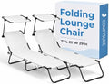 Folding Outdoor Lounge Chair with Canopy - Portable & Adjustable Beach Lounge Chair - 5-Positions, Carry Handles, 600D Fabric, 220 lbs Capacity – Tanning Chaise Lounge for Beach, Patio (2, Cream)