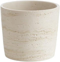 Ekirlin 7 Inch Natural Travertine Textures Plant Pot, Resin Outdoor