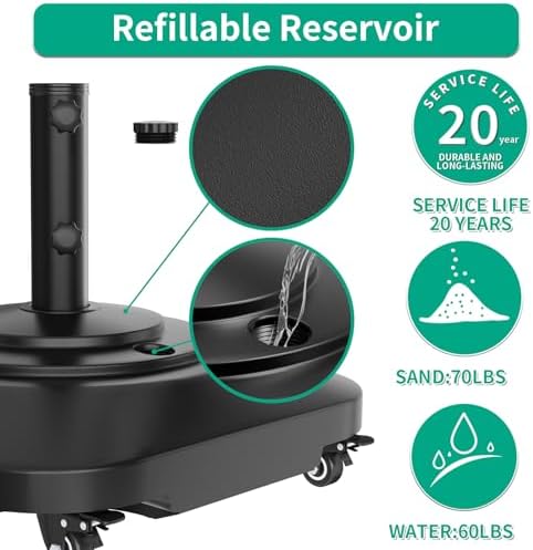 QZER Umbrella Base with Wheels, Umbrella Stand Heavy Duty 100lb Windproof