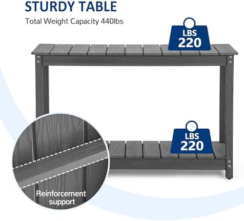 Outdoor Console Table, 48" Weather Resistant HIPS Patio Side Table